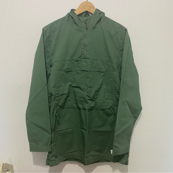 Vans Olive Green Anorak Jacket Men’s Medium Hooded Pullover Utility Pocket - Picture 1 of 11